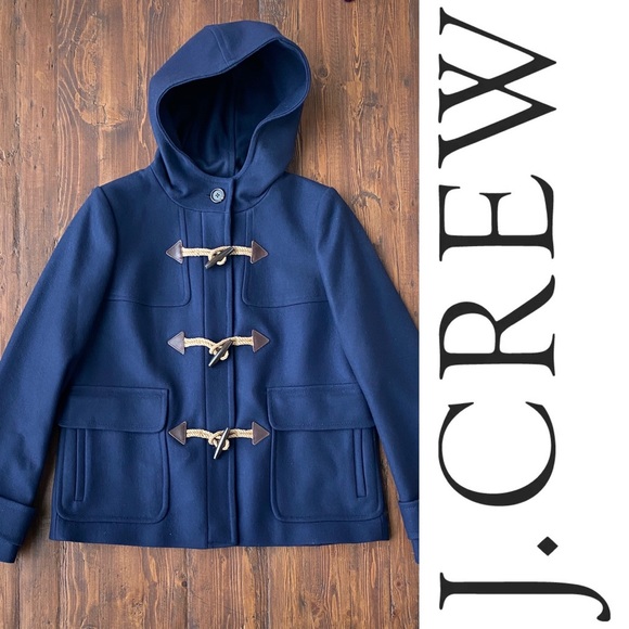 J. Crew Jackets & Blazers - NWT J.Crew Wool Melton Toggle Hooded Coat -Navy
